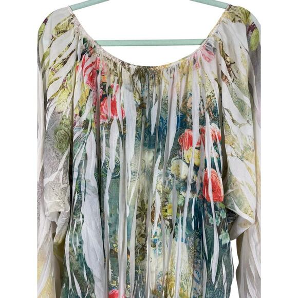 Lane Bryant Floral Off Shoulder Blouse Size 18 / 20 W Sheer Botanical Whimsical - Picture 7 of 13